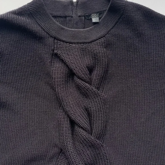 COS Chunky Knit Front Knot Twist Wool Sweater - Picture 8 of 10